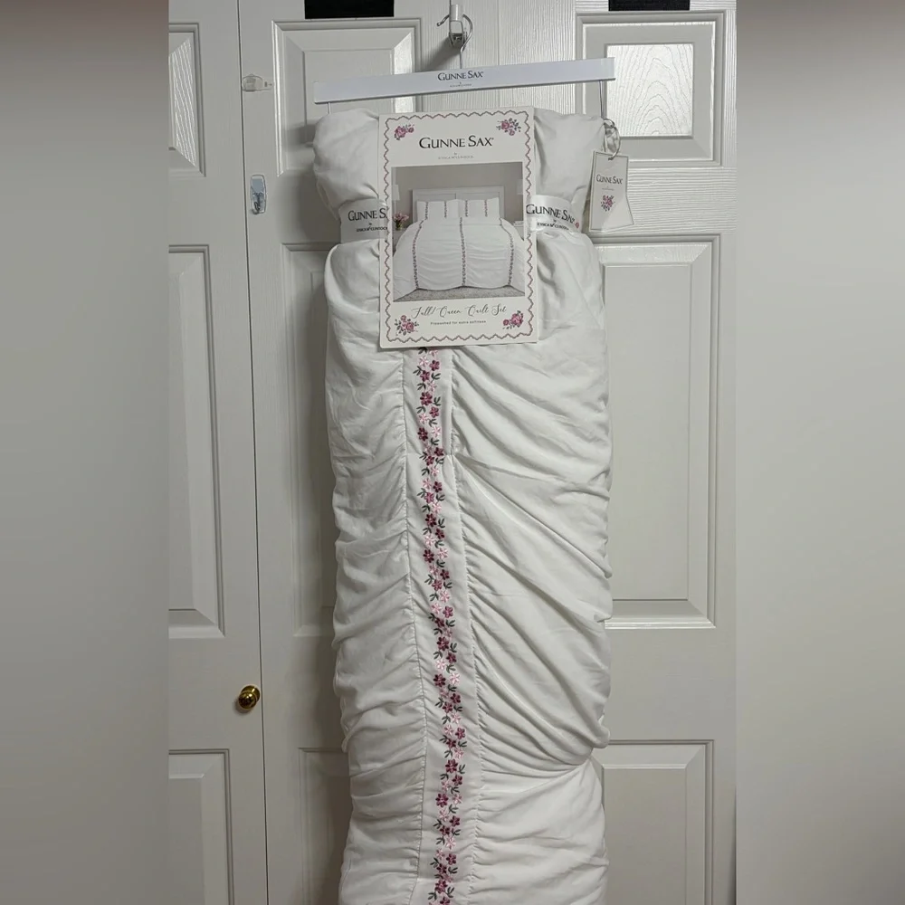 Gunne Sax White Duvet Cover with Floral Accents Vintage Inspired HTF - Picture 5 of 7